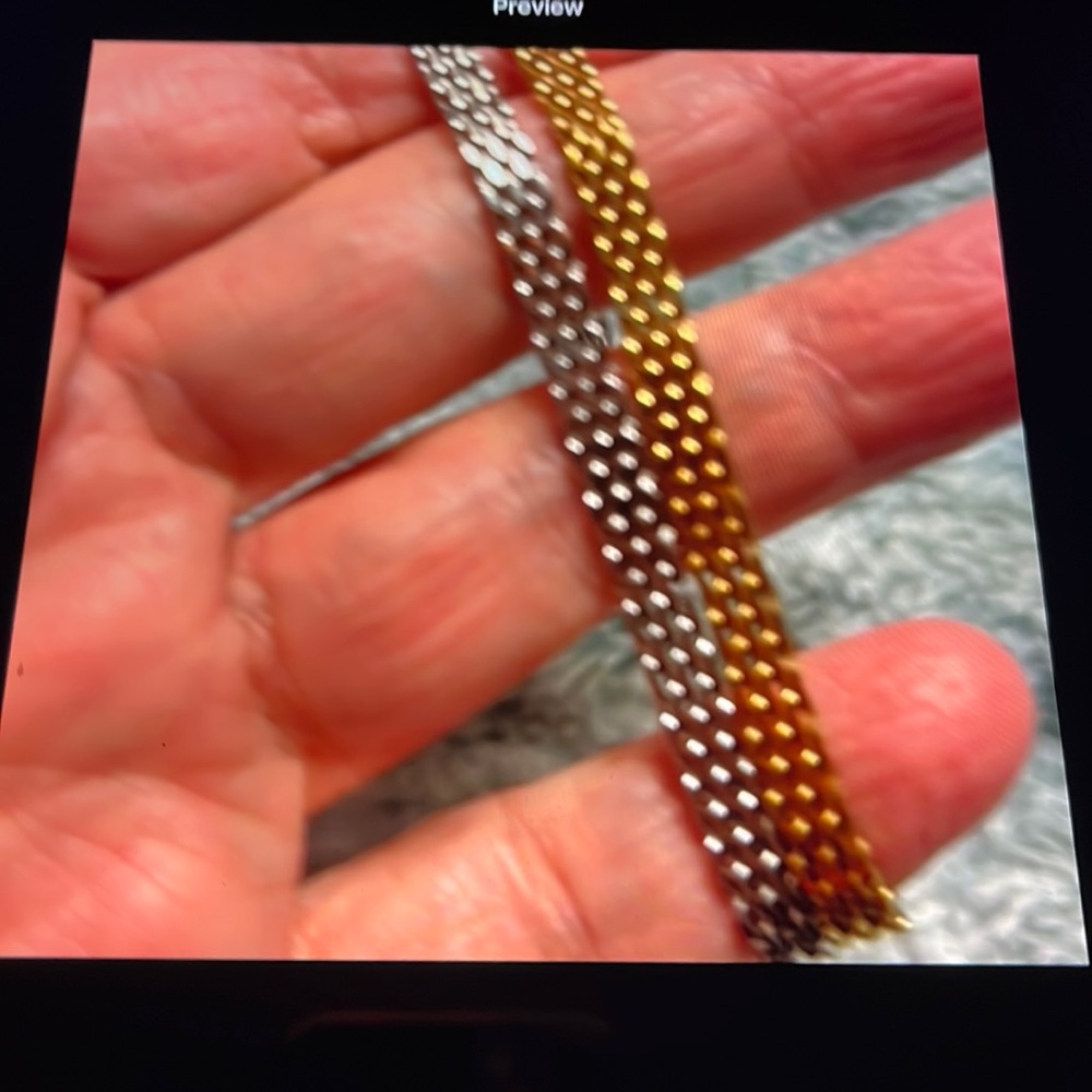 Ladies one (1) silver st  steel mesh bracelet, adjustable 6”-8” length,